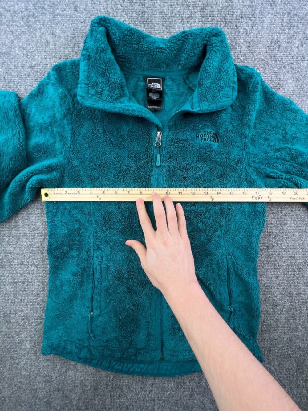 The North Face Blue Fleece Jacket Woman Small Full Zip Logo Zip Pockets FUZZY - Picture 4 of 12